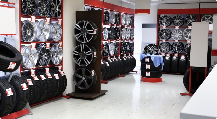 Inside of a tire storage facility