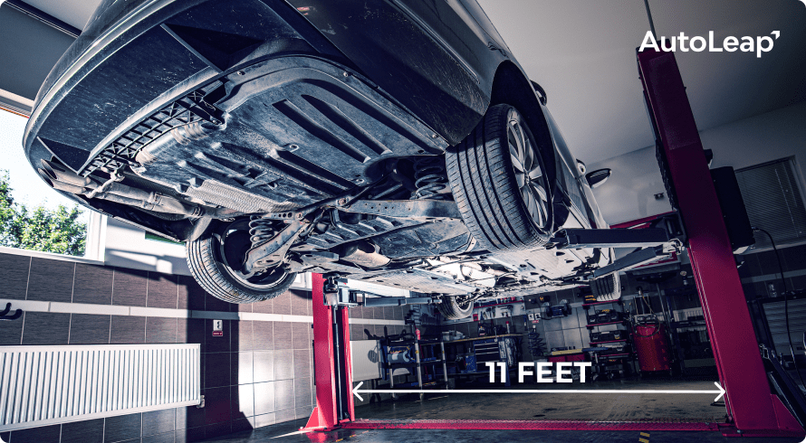 Car life showing 11 feet distance between the two arms