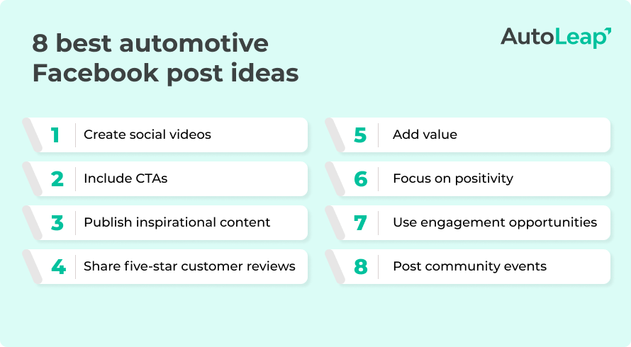 8 best automotive Facebook post ideas.