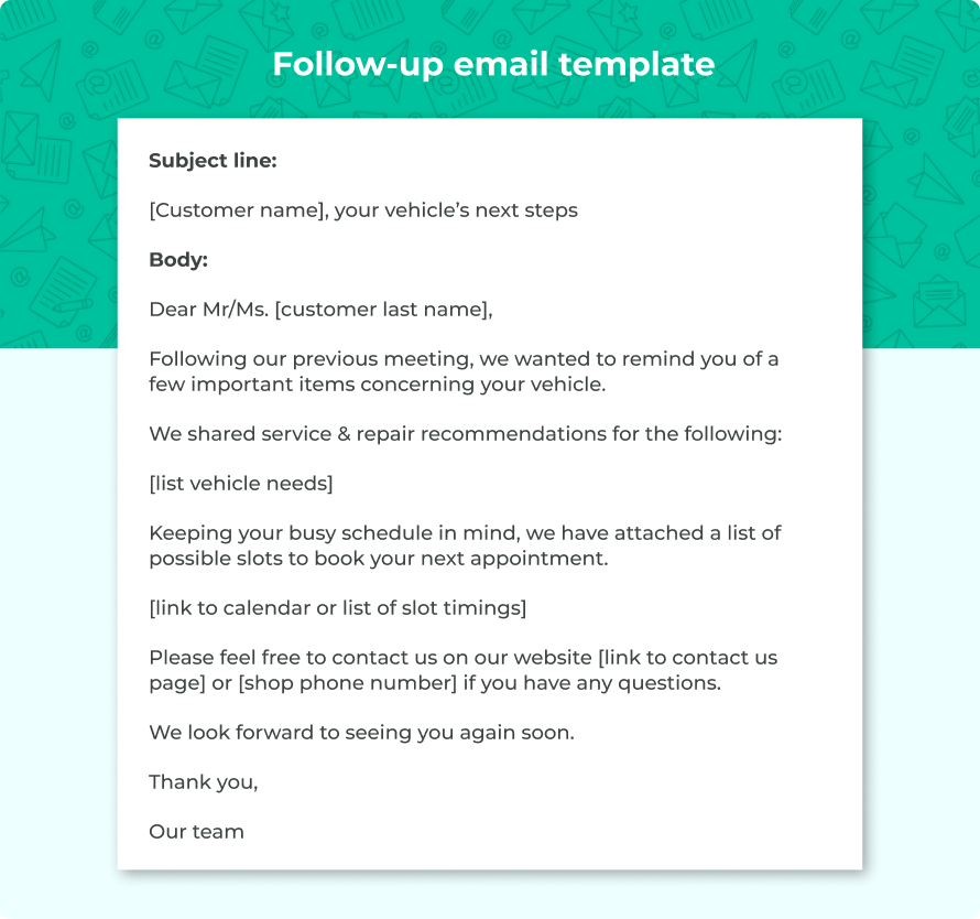 Free follow-up email template