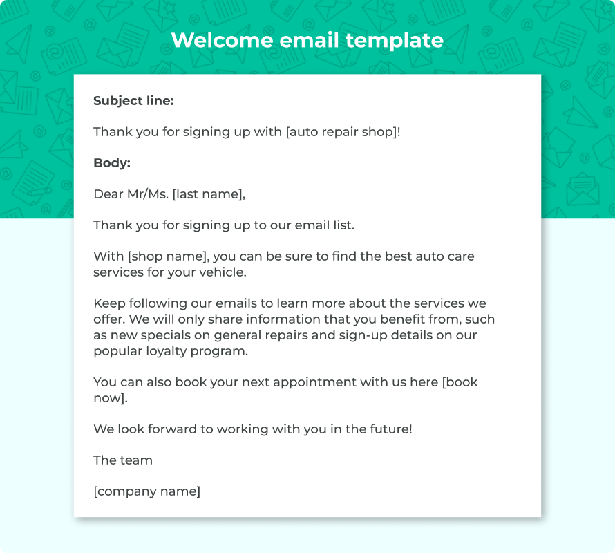 Free welcome email template