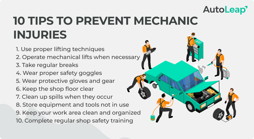 10 tips to prevent mechanic injuries.