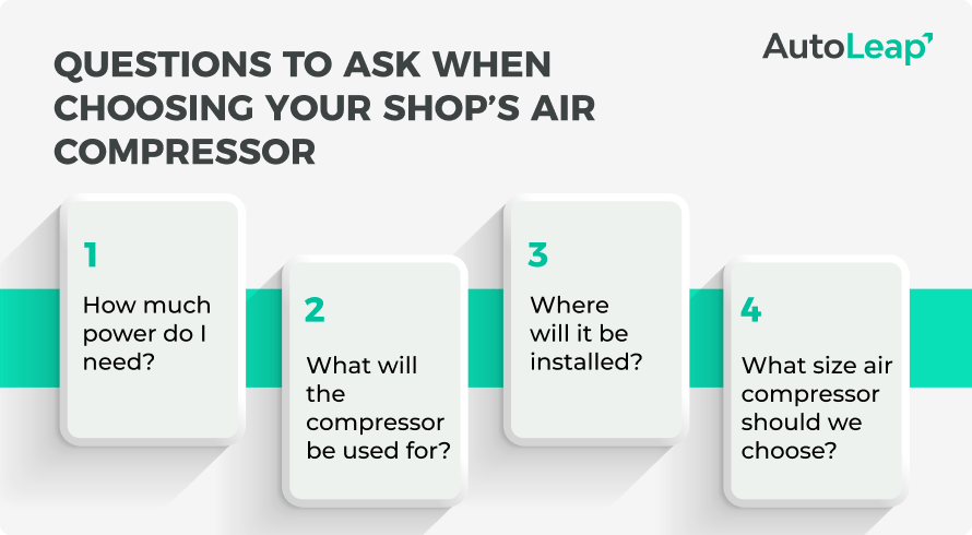 4 questions to consider before buying air compressor for your auto repair shop.