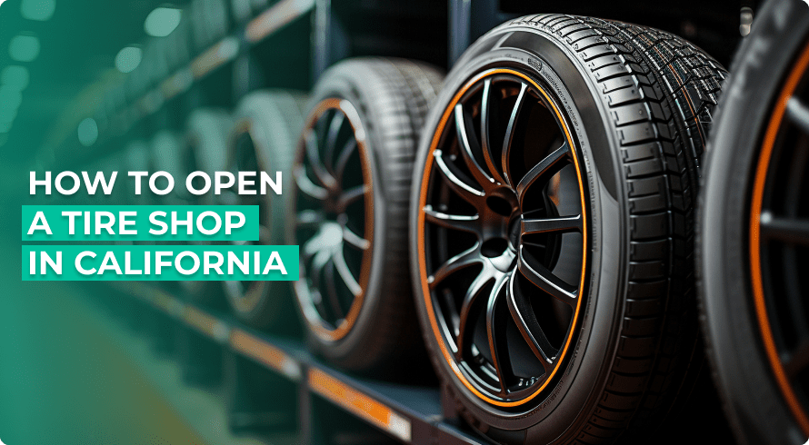 Brand new tires stocked on shelves